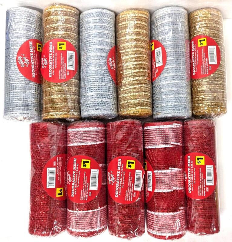 11 New Rolls of Decorative Mesh, 6" &times; 12ft Each