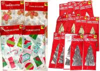 4 New 52" &times; 70" Christmas Tablecloths & 13 New Packs of 18" Tinsel (1000 Strands Per Pack)