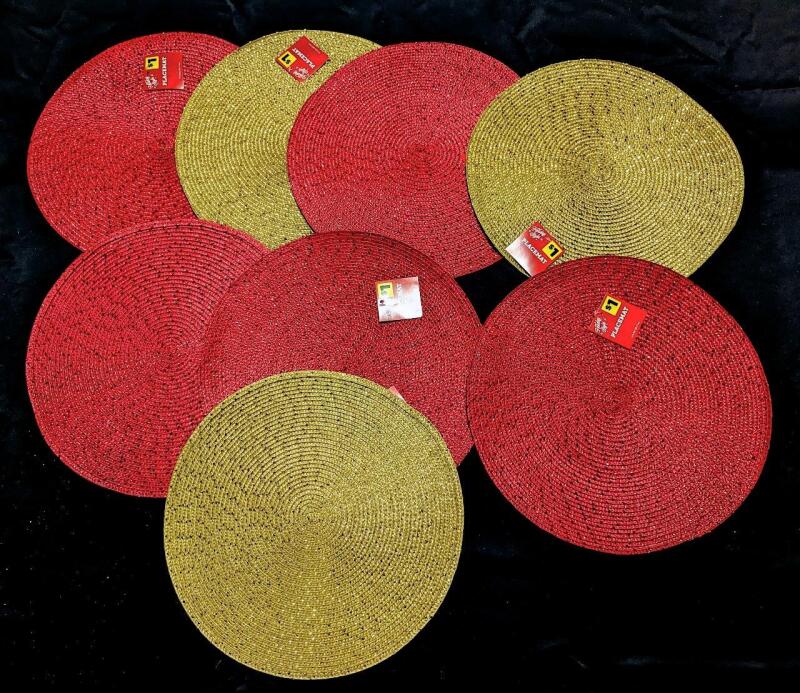 8 New Woven Glitter 14" Diameter Placemats