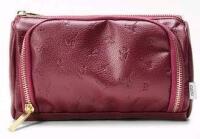 New Indigo NOTA Faux Leather Front Pocket Pencil Pouch, Burgundy, 8" &times; 3.25" &times; 5" Tall