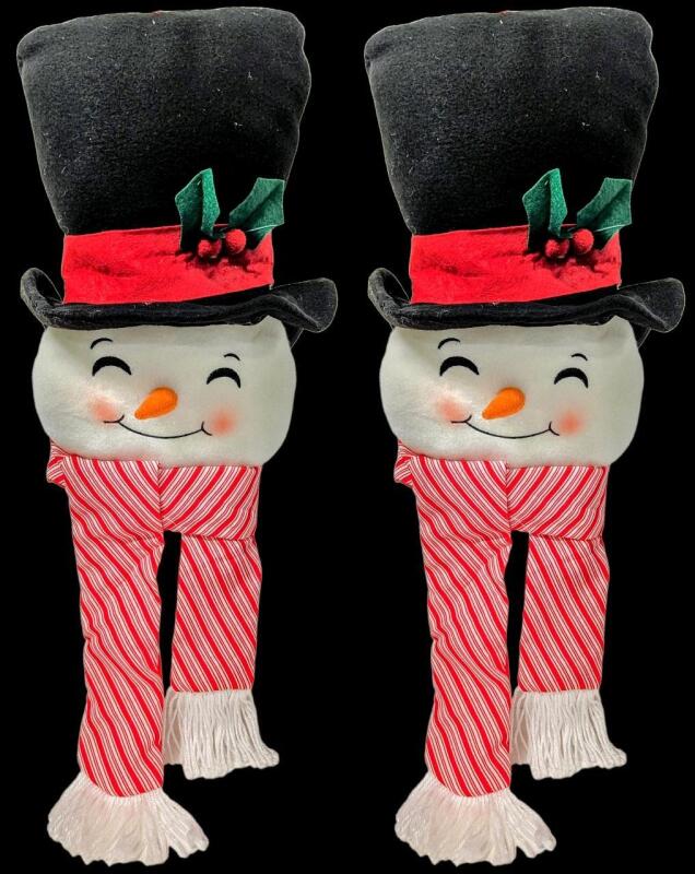 2 New Large 24" (2ft) Long Plush Snowmen Head Wall Decorations