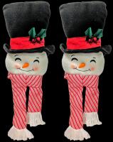 2 New Large 24" (2ft) Long Plush Snowmen Head Wall Decorations