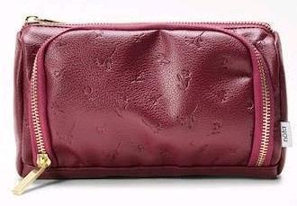 New Indigo NOTA Faux Leather Front Pocket Pencil Pouch, Burgundy, 8" &times; 3.25" &times; 5" Tall