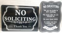 2 New No Soliciting Metal Signs