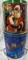2 Large Christmas Tins. Tallest Measures 10.5" Tall