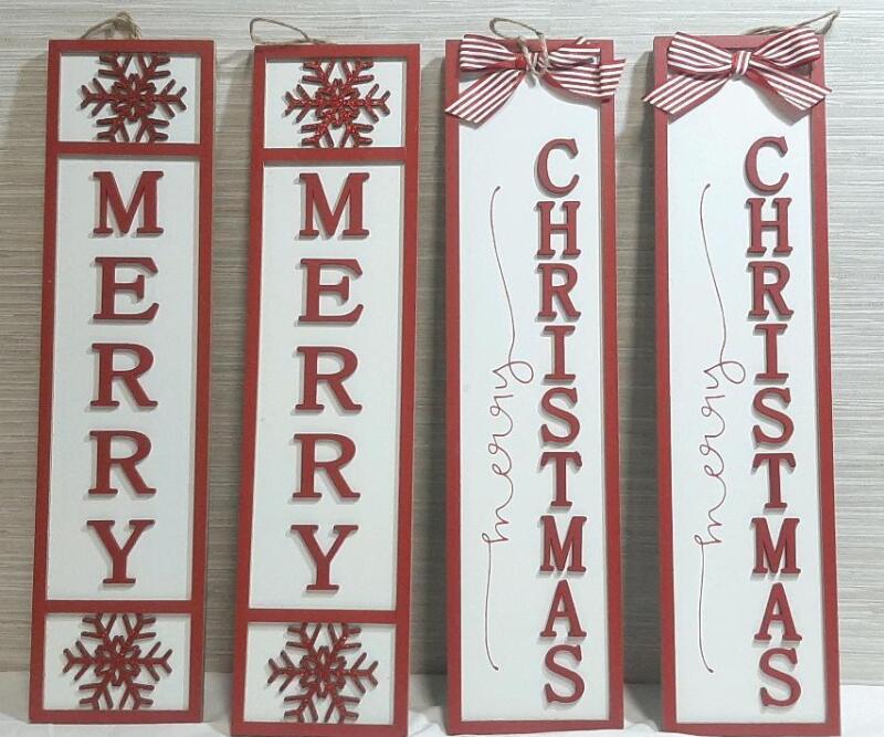 4 New Holiday Wooden Signs