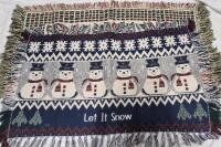 2 Christmas Table Runners - Snowman 38" & Poinsetta 42.5" Long