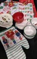 Great New Kitchen Christmas Decor - Hand Towels, Cloths, Ramekins, Spoon Holders & Oven Mitt