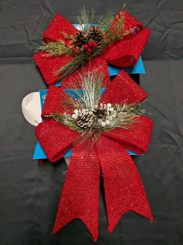 2 New Lighted Bows. Approximately 20" Tall