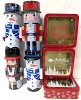 7 New Christmas Holiday Tins Up To 9.75" Tall, Perfect For Cookies & Gifting Holiday Baking!