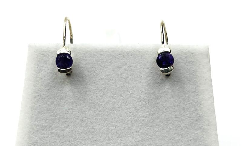 Sterling Silver Natural Amethyst (0.90ct) Lever Back Earrings, comes with APPRAISAL $300.00. Amethyst is the birthstone for February.