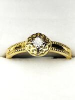 Gold Plated Sterling Silver Natural Diamond (0.01ct) Ring, Size 8, comes with APPRAISAL $300.00.