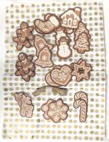 24 New Gingerbread-Themed Wood Gift Tags Up To 3" Long & 25+ Sheets of Gold-Dotted Tissue Paper 19" &times; 13.75"