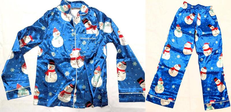 New Size 150 (Youth Size 12) 2-Piece Silky Snowman Pajamas