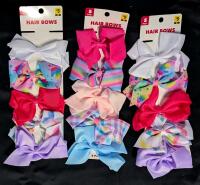 15 New Fabric Bow Hair Clips, 5" Across