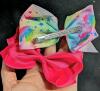 15 New Fabric Bow Hair Clips, 5" Across - 2