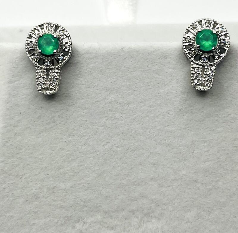 Sterling Silver Natural Chrome Diopside (0.65ct) with CZ (0.15ct) Earrings, W/A $260.00.