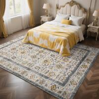 9x12 New Zentavio Area Rug Washable Non-Slip Kid & Pet Friendly Living Room Carpets Vintage Floral Foldable Thin Low Pile Rug for Bedroom Kitchen Dining Room Beige