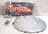 Lot of Car Accessories, Including License Plate Frame, Windshield Cover & Lanyard