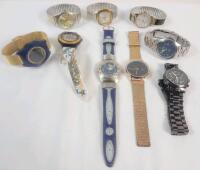 Nine (9) Men's Wrist Watches . Various Styles & Sizes