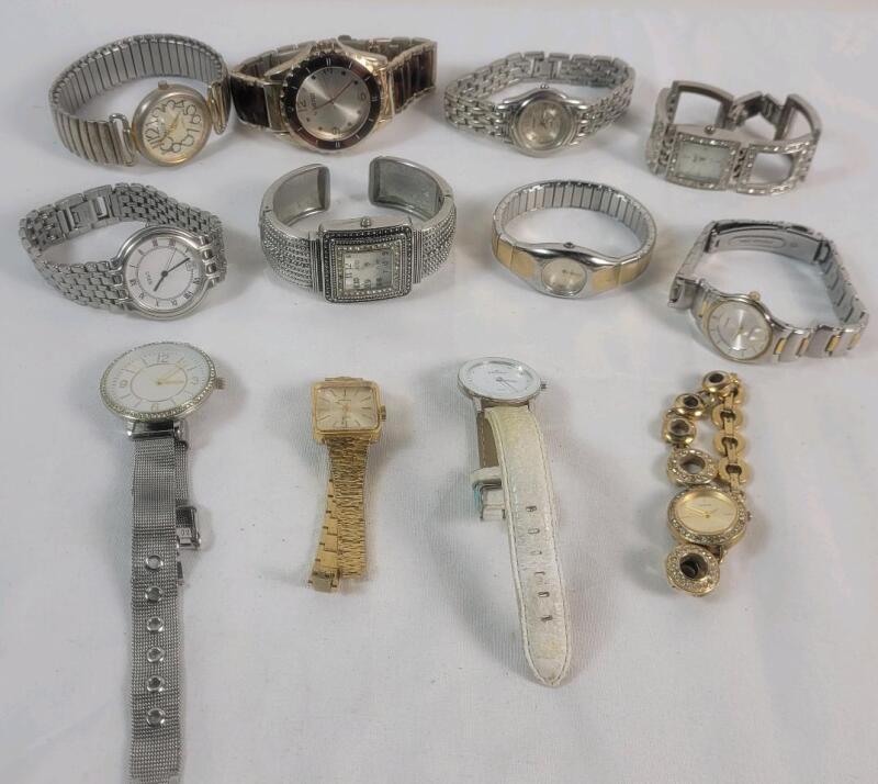 Twelve (12) Men's & Women's Wrist Watches . Various Sizes & Styles . All Untested
