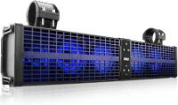 New PyleUsa Marine Amplified Powered ATV - 24UTV" Soundbar System - Built-in Class D Stereo Power Amplifier - Wireless BT Streaming - IPX6 Waterproofing - LED Lights,Black