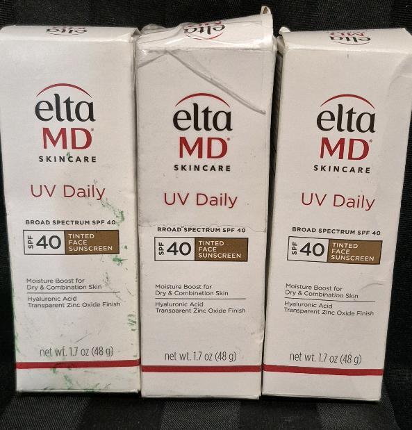 [SEE DESC] 3 Elta MD Skincare Tinted Sunscreen Products: UV Daily SPF 40 Tinted Face Sunscreen 48g EXP 03/2026