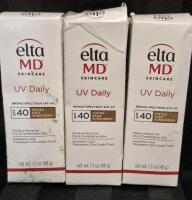 [SEE DESC] 3 Elta MD Skincare Tinted Sunscreen Products: UV Daily SPF 40 Tinted Face Sunscreen 48g EXP 03/2026