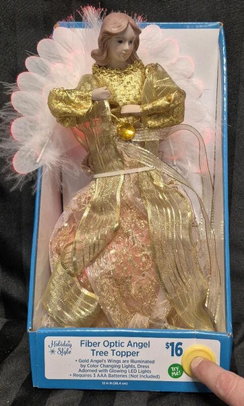 New Fiber Optic Angel Tree Topper 12" Tall - Pricing on Box in USD