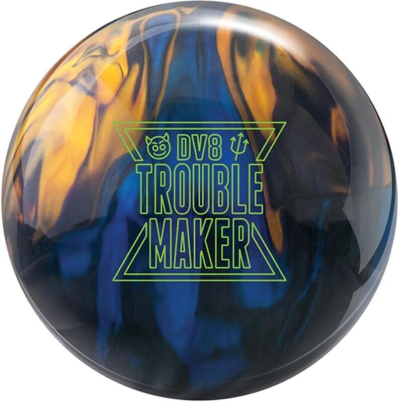 New Bowlerstore Products DV8 PRE-DRILLED Trouble Maker Pearl Bowling Ball - Blue/Black/Gold 16lbs