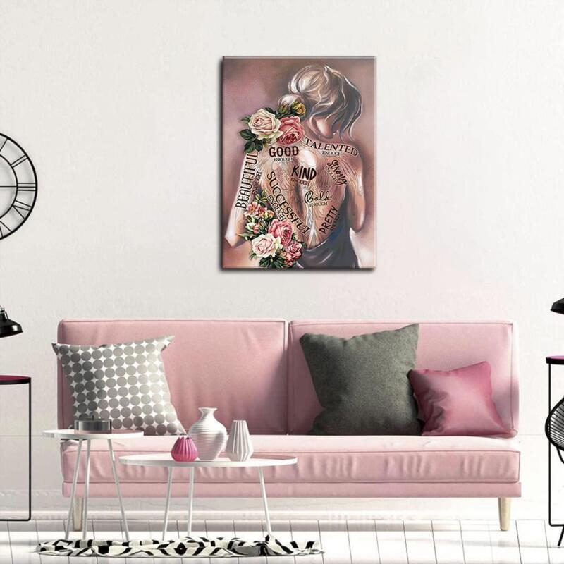New 16x24 Motivational Poster Canvas Wall Art AKWISH Inspirational Wall Decor Bedroom Decor for Women - Boho Wall Art Gift for Living Room, Dining Room, Cafe, Home Office - Framed