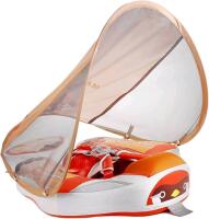 New Mambobaby Baby Floatie with Canopy UPF 50+，Non Inflatable Solid for Aged 3-24 Months. Swimming Training(Orange-Bird)