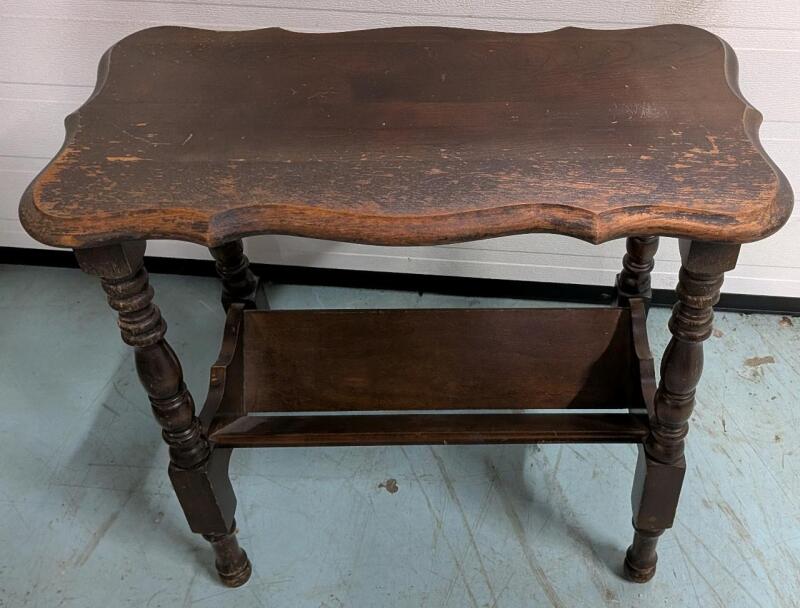Vintage End Table with Magazine Holder. 22" Tall