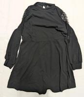 New: Size 2XL Women's - Black Long Sleeved Dress With Polka Dot Lace Arms