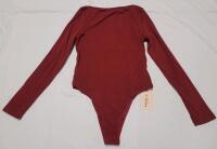 New Women's Sz. Large Shein Bae Long Sleeve Backless Body Suit , Red