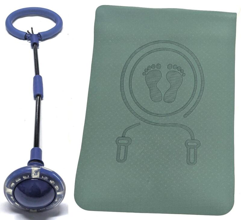 New Colaxi Jump Rope Mat Fitness Exercise Mat To Protect Floors / Deaden Noise (40cm &times; 60cm) & Kids' (Up to 10yrs) Light-Up Skip-It-Type Ankle Skip Ball (Foldable)