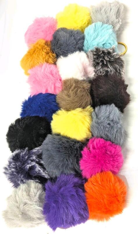 21 New Super Soft Colorful Faux Fur Ball Keychains (Multicolored Tribbles!)
