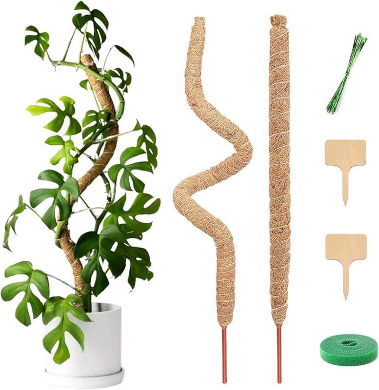 New 2-Pack Bendable 27" Long Moss Poles, Great Support For Climbing Plants Like Monstera, Philodendrons & Pothos