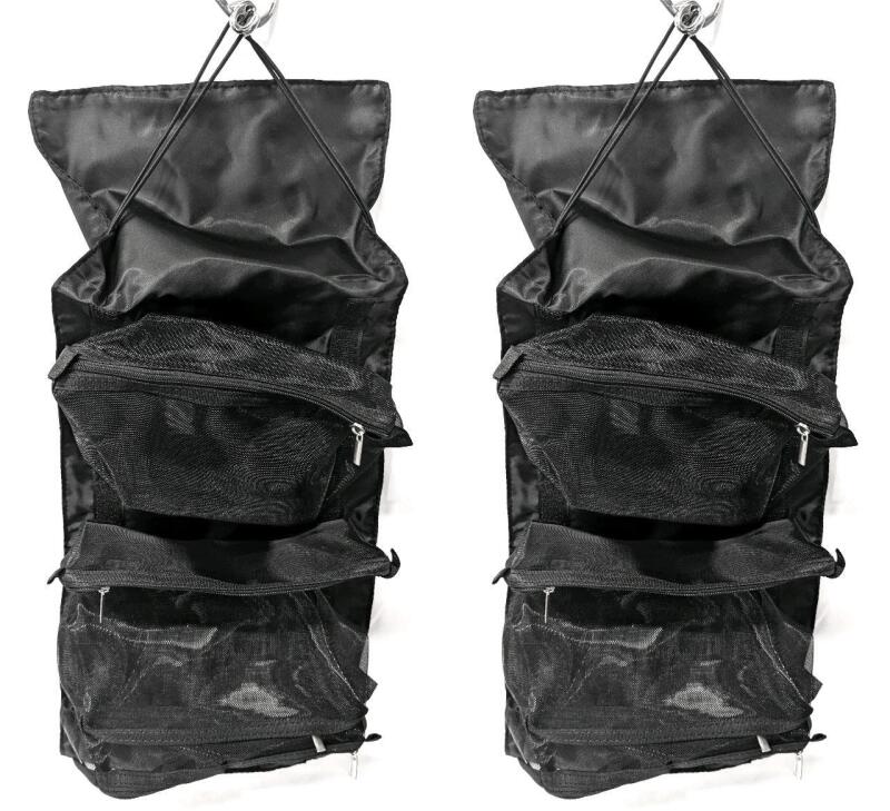 2 New Folding Shower / Travel Caddies With 4 Removable Mesh Zippered Bags Each, 8.5" &times; 21" Long (Unfolded)
