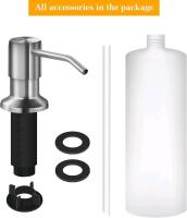 New Built in Sink Soap / Lotion Dispenser with 500ml Bottle, Refill from The Top Bar Sink Soap Dispenser, Brushed Nickel