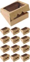 New 12-Pack ONE MORE Large 9" Pie / Cookies / Baked Goods, Natural Craft Boxes with PVC Window, 9" &times; 9" &times; 2.5" Tall