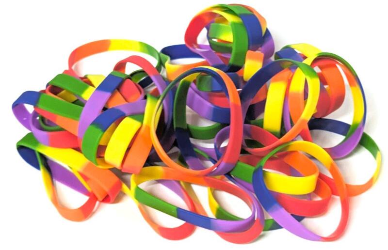 48 New Bright & Colorful Rainbow PE Silicone Bracelet Bands
