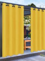 New 2-Piece 5ft &times; 7ft PURE FIT Outdoor Curtains for Patio Waterproof Weatherproof, UV and Fade Resistant, Yellow, Retails Over $50