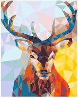 New Vudeco DIY Kit Easy Paint by Numbers for Adults and Kids Ages 8+, 8PC Oil Painting Kit with 1 Canvas / 1 Reference Paint / 3 Brushes / 1 Pigment Set / 2 Hangers - Fractal Abstract Deer, 16" &times; 20"