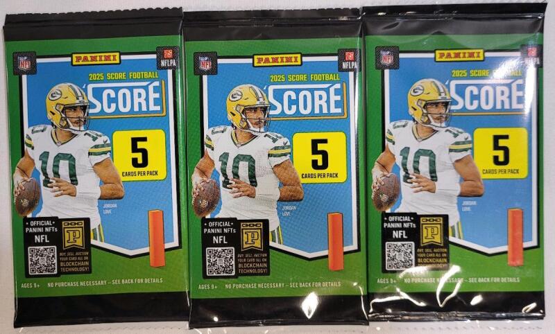 2025 Panini Score NFL Football Trading Card Sealed Wax Packs , Three (3) Wax Packs