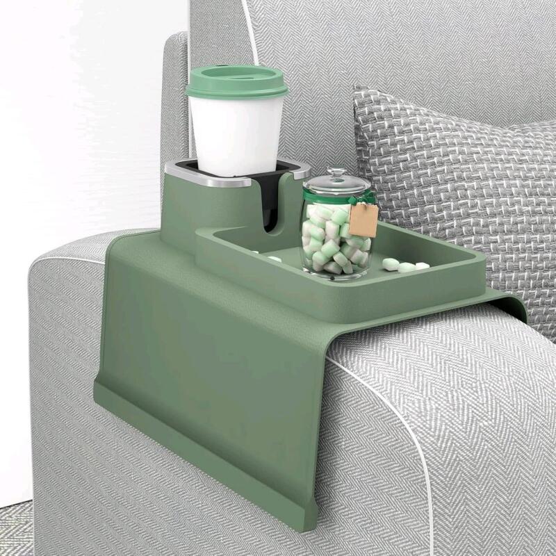New LINGSFIRE Sofa Cup Holder Armrest Cup Holder Silicone Couch Tray Temperature Resistant & Anti-Slip For Armrests That Are 6" Wide Minimum