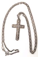 Gorgeous Old 1.25" Cross Pendant Stamped Sterling on20" Long Sterling Silver Stamped 925 Italy Chain