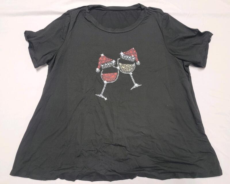 New Women's Sz. 2XL Shein Curve Holiday Top , Black