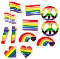 12 New Enameled Netal Rainbow Pride Pins, Up To 1.5" Long