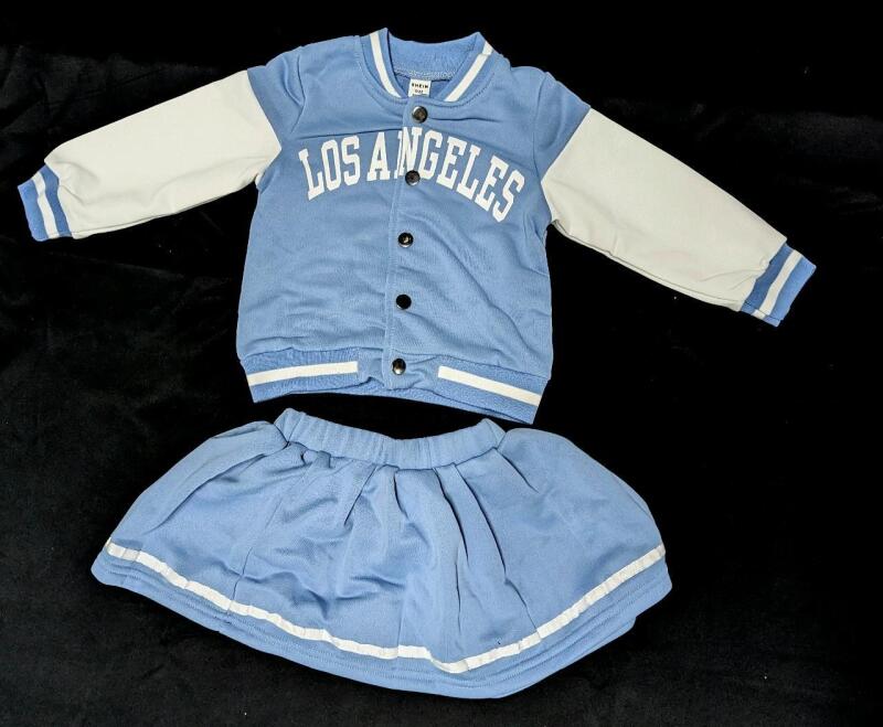 New Size 18-24 Months Baby Girl Varsity-Style Los Angeles Button-Up Jacket & Pull-On Skirt